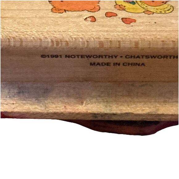 Noteworthy Teddy Bears Holding Hands Wood Mounted Rubber Stamp Mr. & Mrs. Bear - Picture 5 of 9